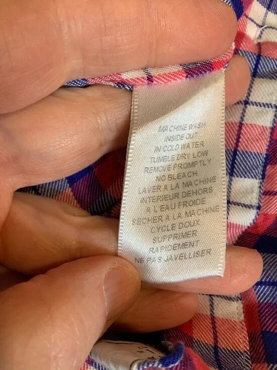 Frank & Eileen Pink Blue White Flannel Plaid Eileen Button-Up Shirt, Size S - Picture 11 of 11